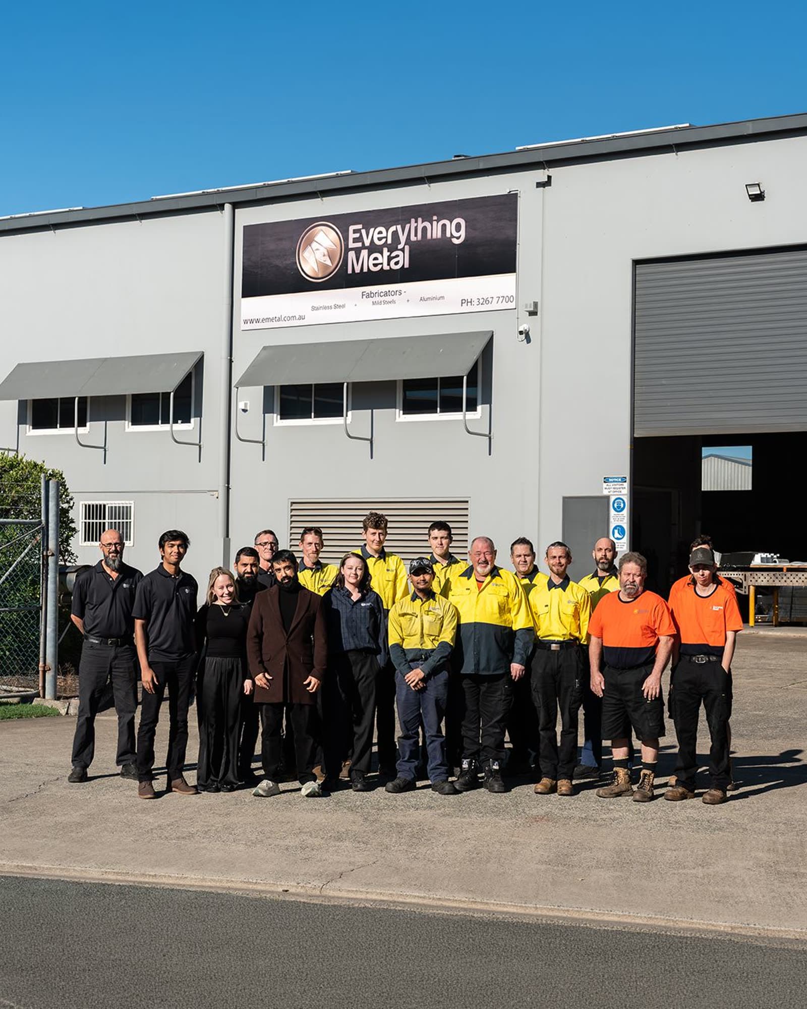 The Everything Metal team outside the Banyo workshop in Brisbane