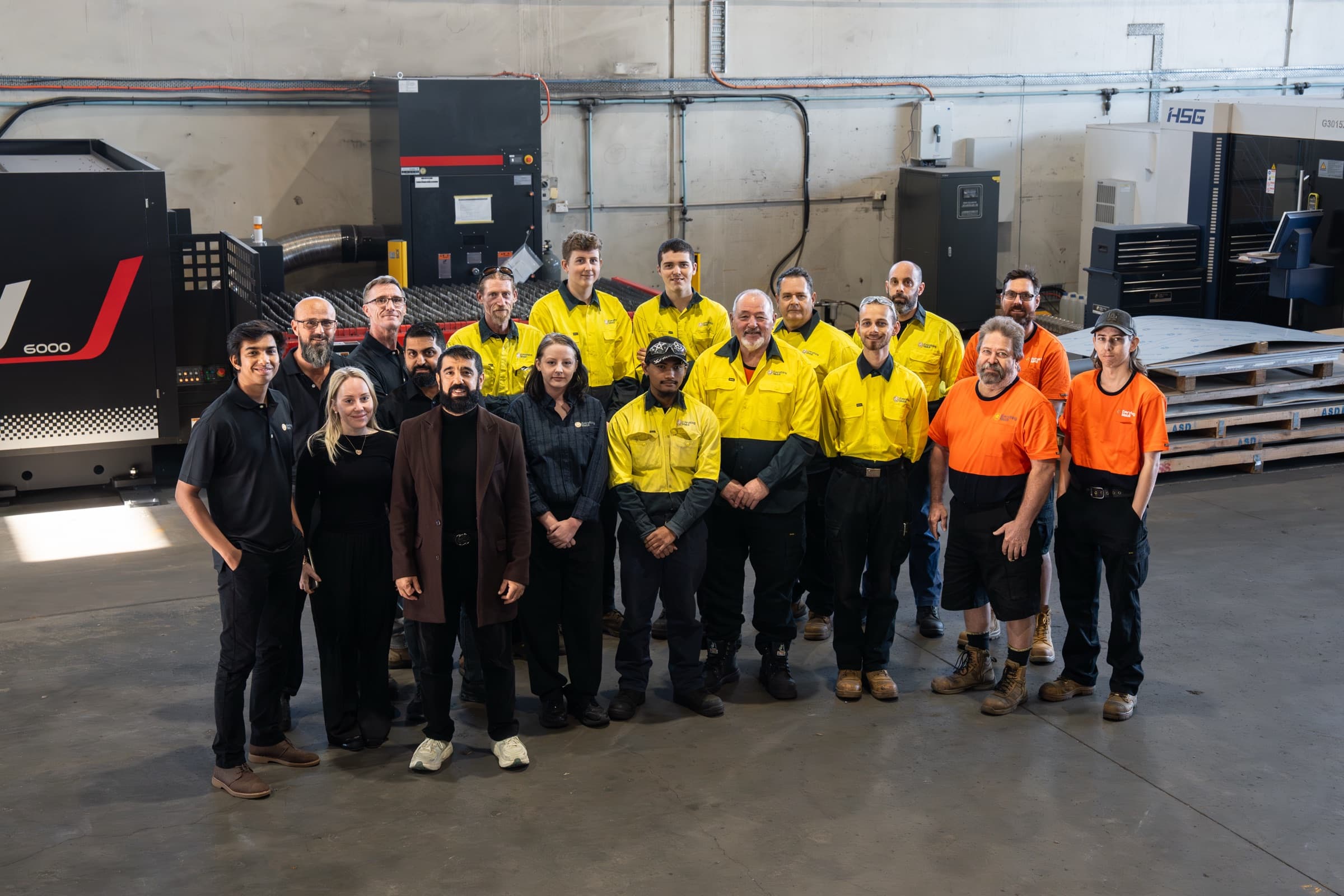 The Everything Metal team in the Banyo workshop, Brisbane